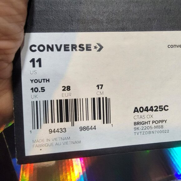 ⭐Converse ALL STAR CTAS OX Sz 11 Toddler Unisex Shoes Leather Orange Red A04425C - Picture 8 of 8